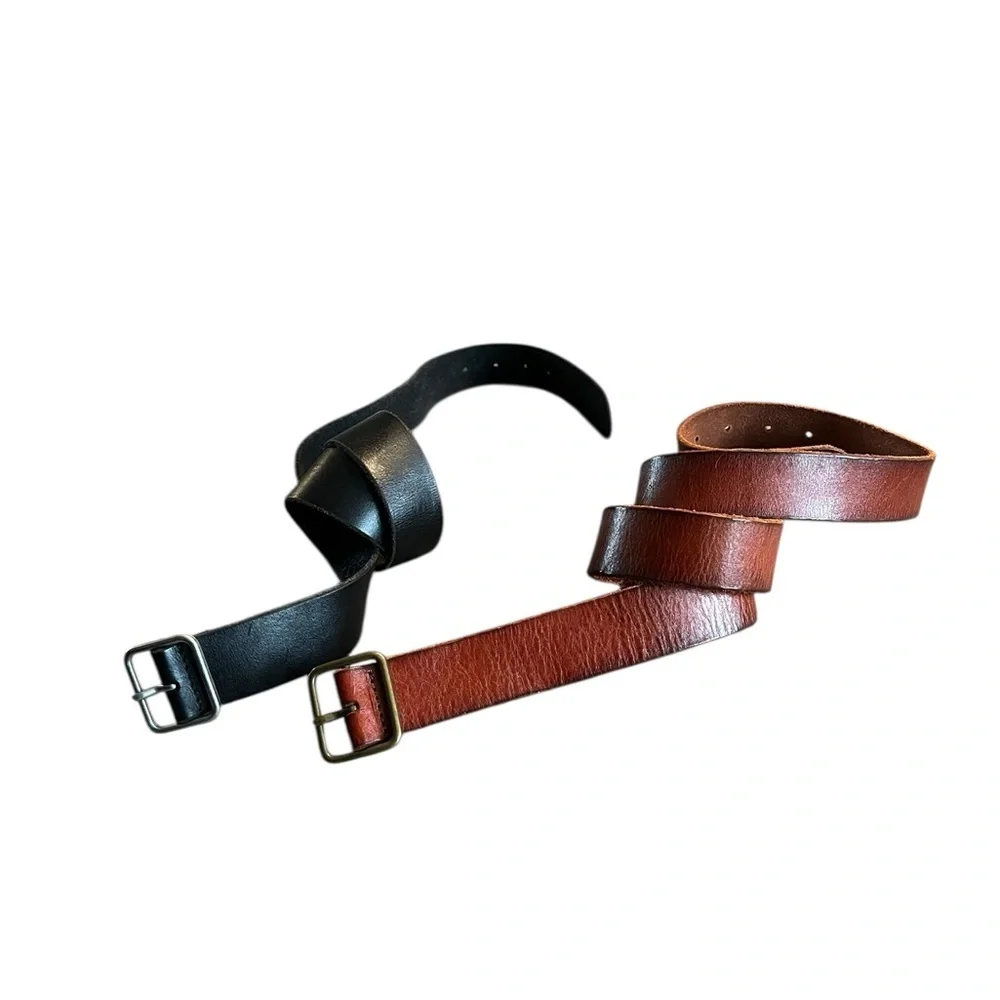 LUCKY BRAND Men's Genuine Leather Black Belt and Brown Belt‎ Lot of 2